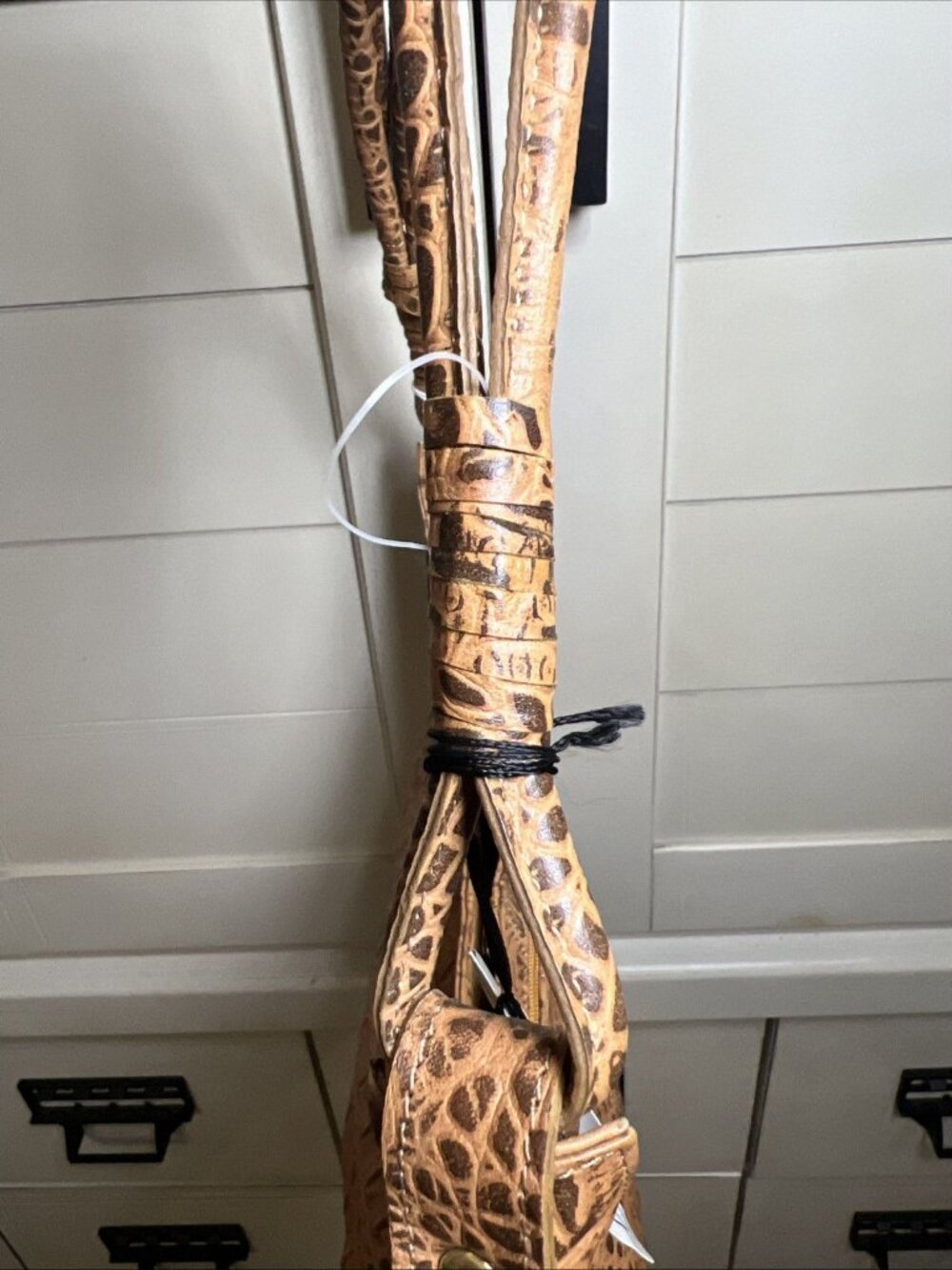 Barganza B. Bag Real Leather Brown Croc Pattern Shoulder Bag - Picture 4 of 14